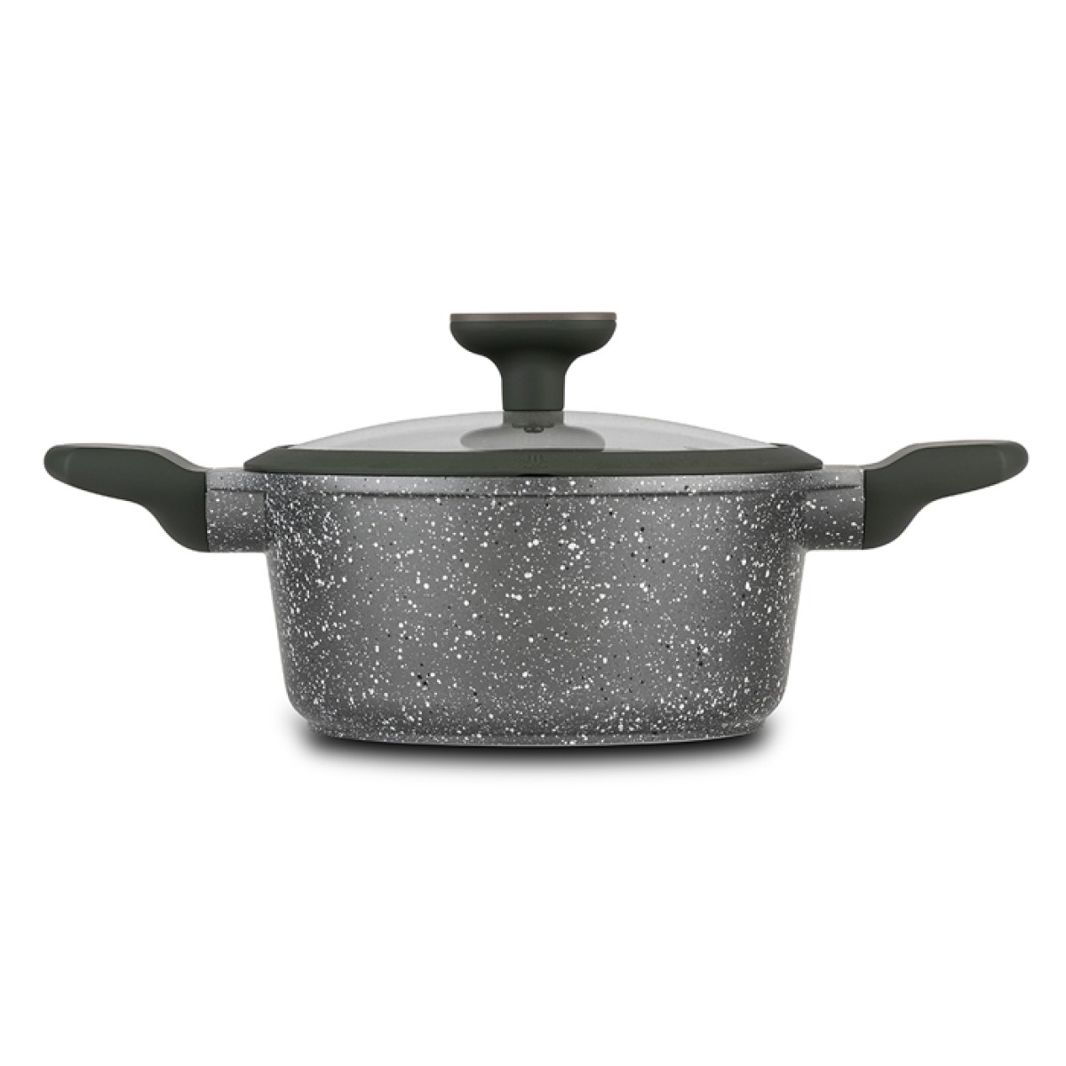 Nava Olea Κατσαρόλα 20cm από Χυτό Αλουμίνιο με 5 Αντικολλητικές Επιστρώσεις Stone & Γυάλινο Καπάκι