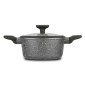 Nava Olea Κατσαρόλα 20cm από Χυτό Αλουμίνιο με 5 Αντικολλητικές Επιστρώσεις Stone & Γυάλινο Καπάκι