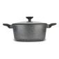 Nava Olea Κατσαρόλα 28cm από Χυτό Αλουμίνιο με 5 Αντικολλητικές Επιστρώσεις Stone & Γυάλινο Καπάκι