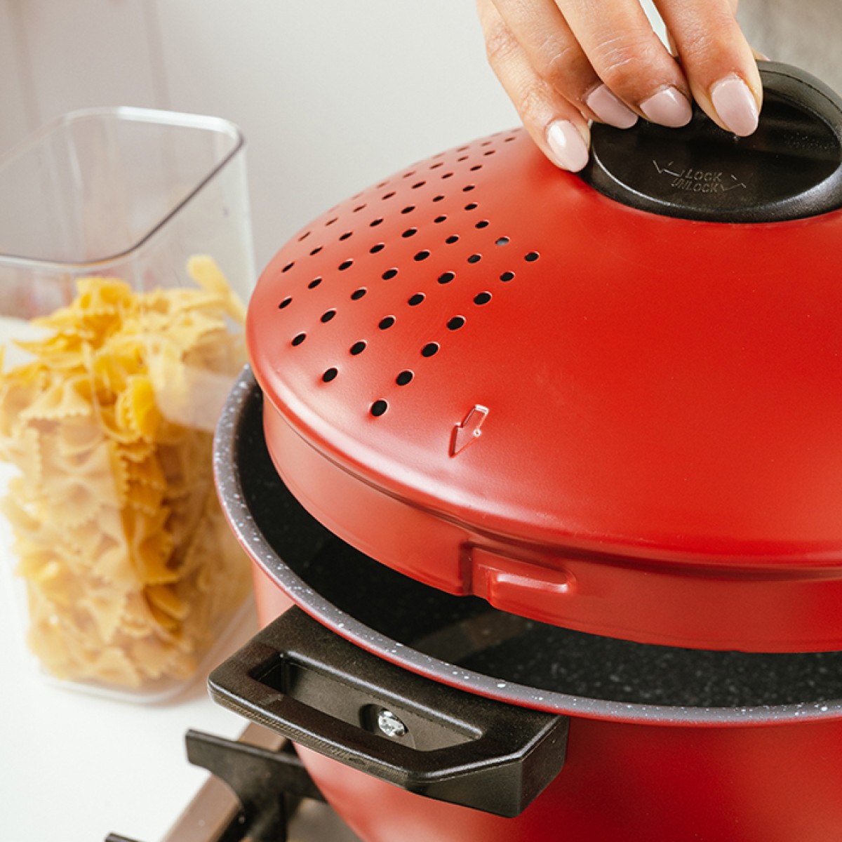 Nava Taurus Κατσαρόλα 24cm με Αντικολλητική Επίστρωση Stone & Καπάκι-Σουρωτήρι 