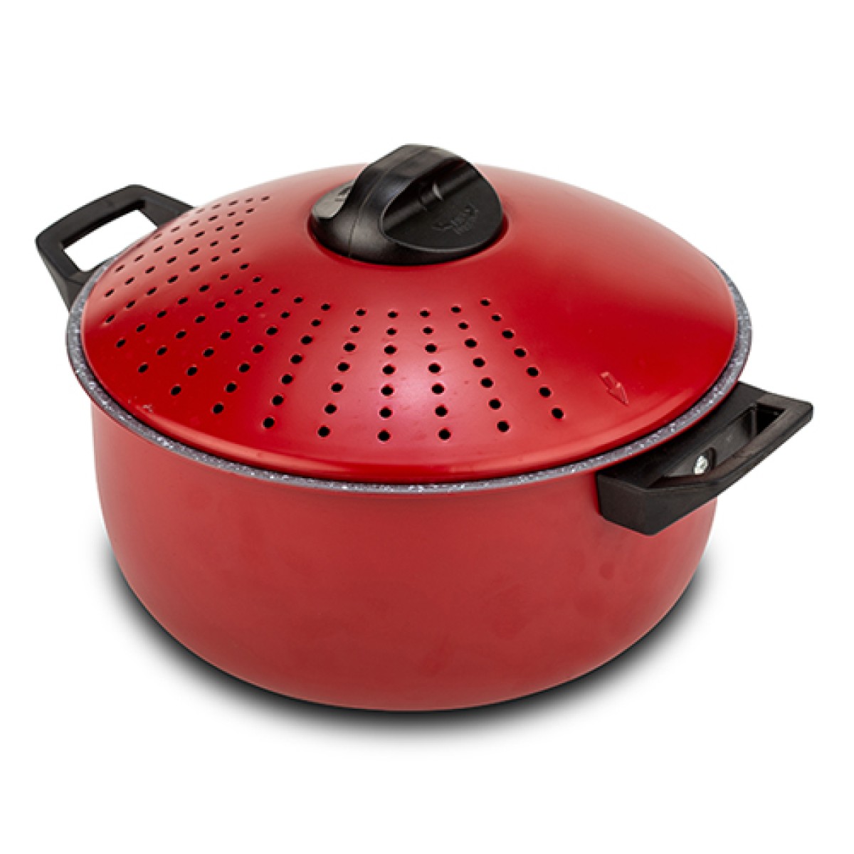 Nava Taurus Κατσαρόλα 24cm με Αντικολλητική Επίστρωση Stone & Καπάκι-Σουρωτήρι 