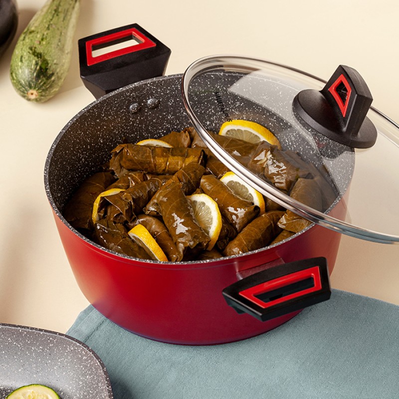 Nava Taurus Κατσαρόλα 20cm με 5 Αντικολλητικές Επιστρώσεις Stone & Γυάλινο Καπάκι