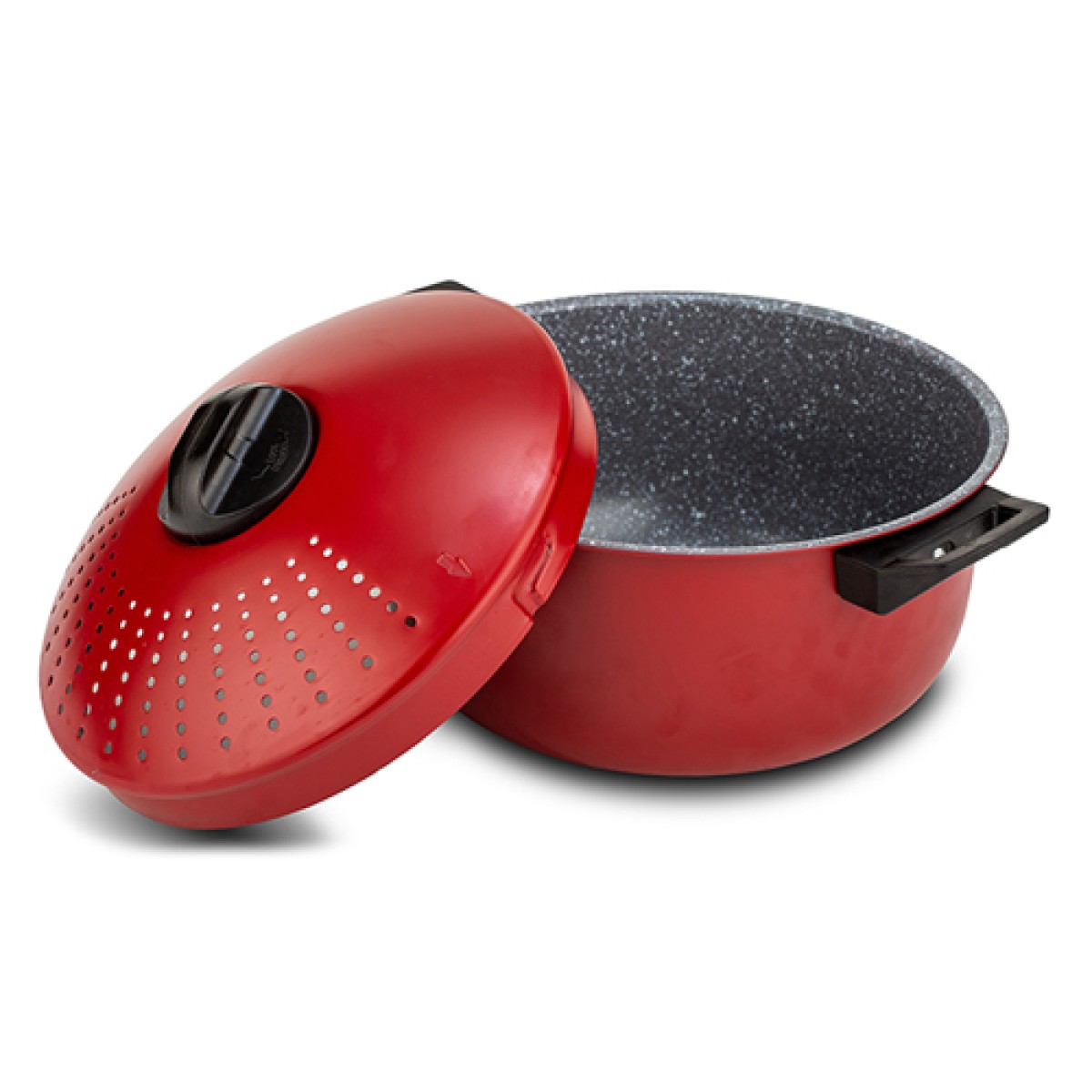 Nava Taurus Κατσαρόλα 24cm με Αντικολλητική Επίστρωση Stone & Καπάκι-Σουρωτήρι 