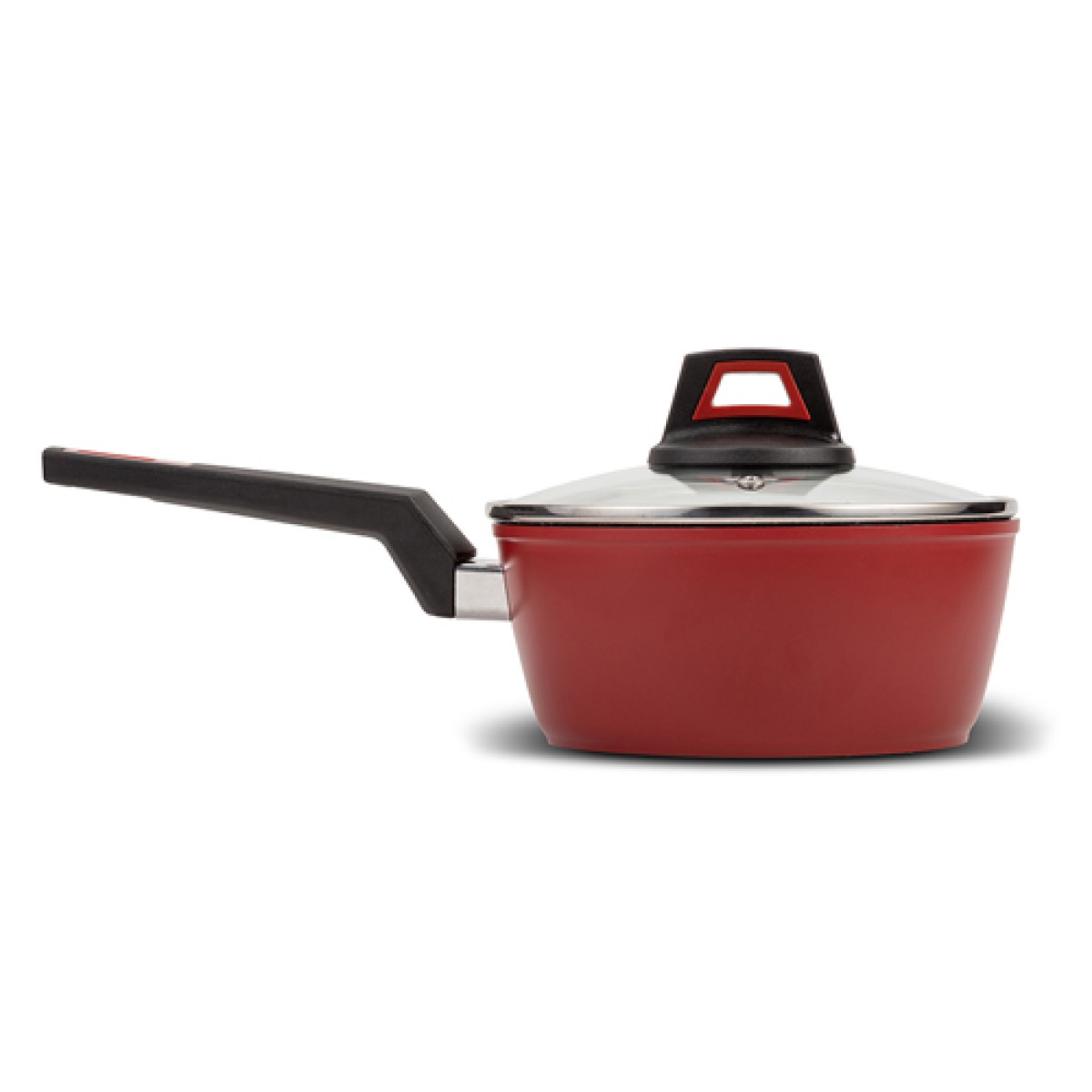 Nava Taurus Γαλατιέρα - Σωτέζα 18cm με 5 Αντικολλητικές Επιστρώσεις Stone & Γυάλινο Καπάκι