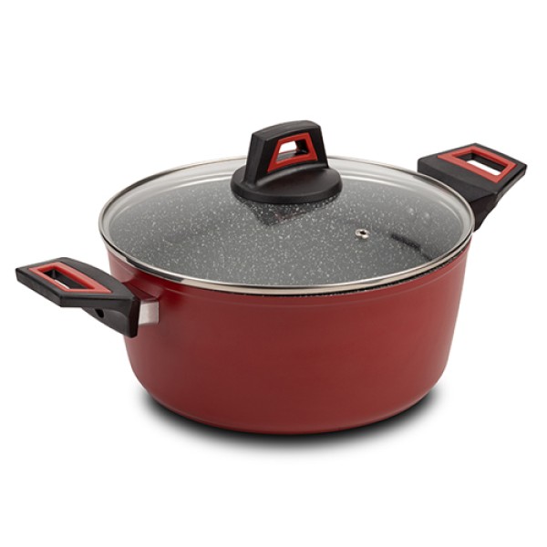 Nava Taurus Κατσαρόλα 28cm με 5 Αντικολλητικές Επιστρώσεις Stone & Γυάλινο Καπάκι