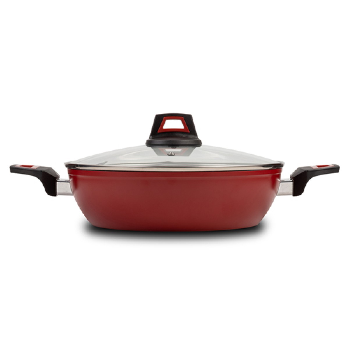 Nava Taurus Ημίχυτρα - Πλακερό 28cm με 5 Αντικολλητικές Επιστρώσεις Stone & Γυάλινο Καπάκι