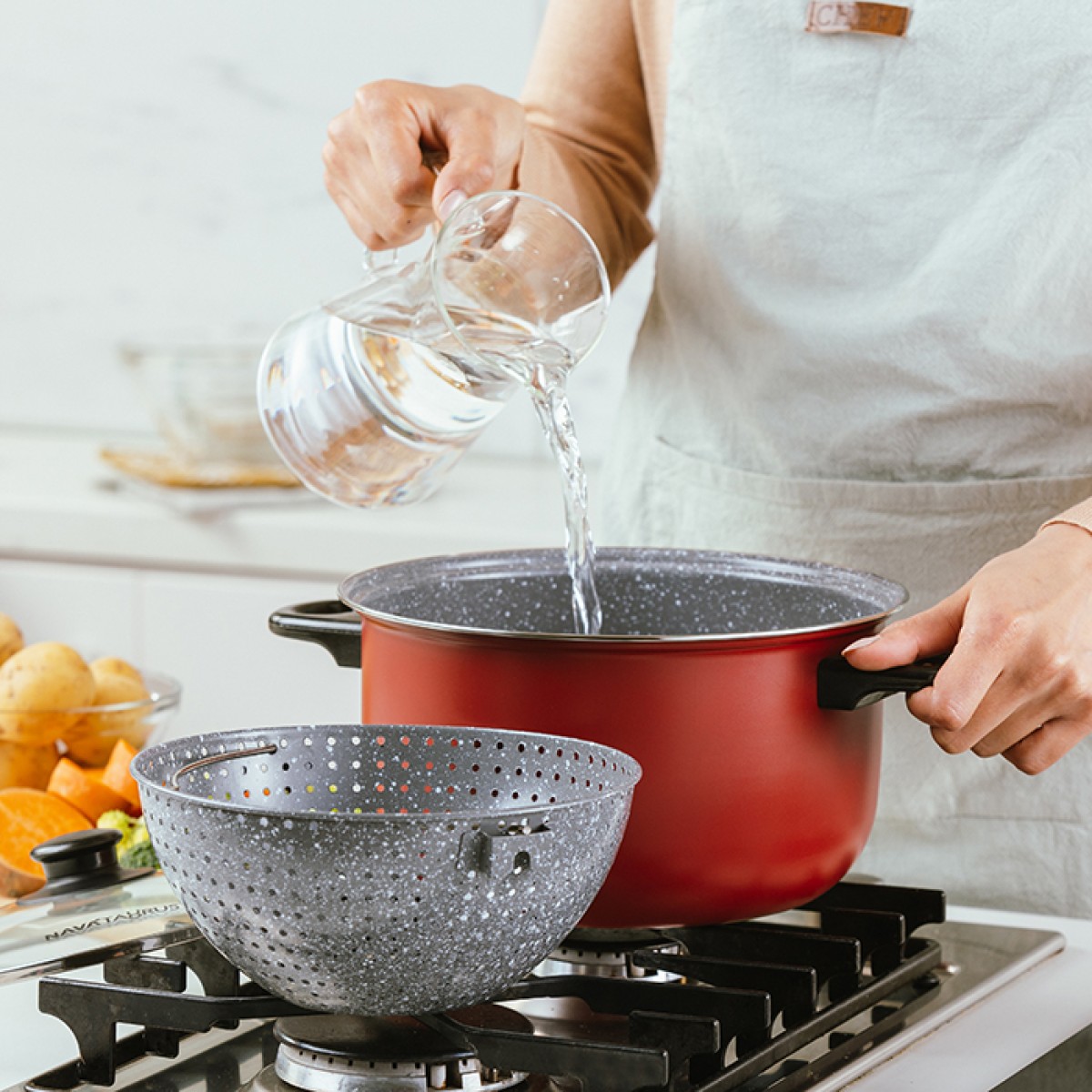 Nava Taurus Κατσαρόλα Ατμομάγειρας 22cm με Αντικολλητική Επίστρωση Stone