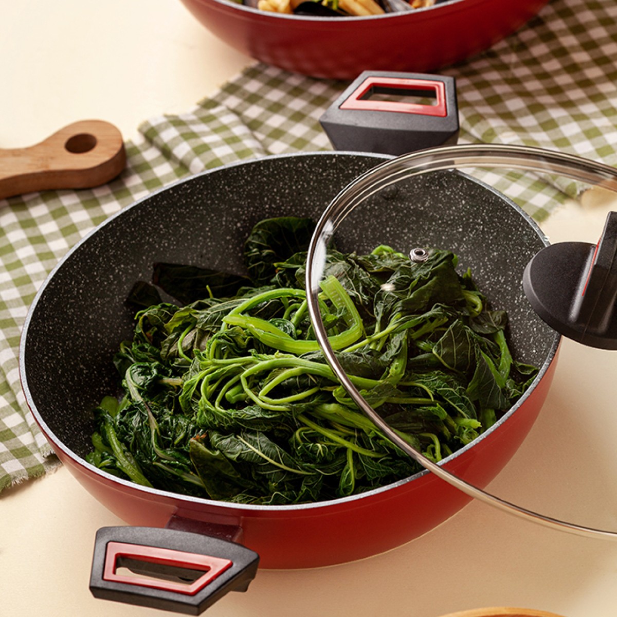 Nava Taurus Ημίχυτρα - Πλακερό 28cm με 5 Αντικολλητικές Επιστρώσεις Stone & Γυάλινο Καπάκι