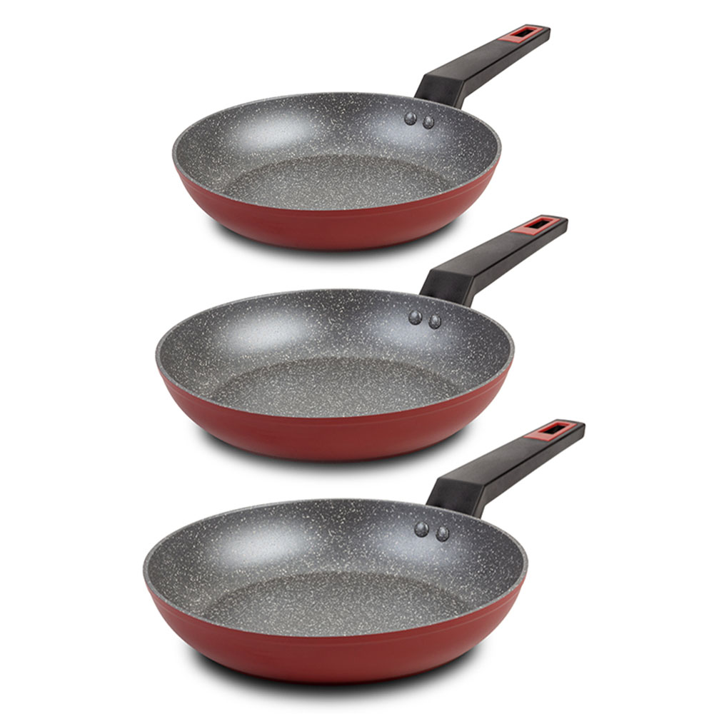 Nava Taurus Σετ 3τμχ Αντικολλητικά Τηγάνια Stone (24-26-28cm) με 5 Επιστρώσεις