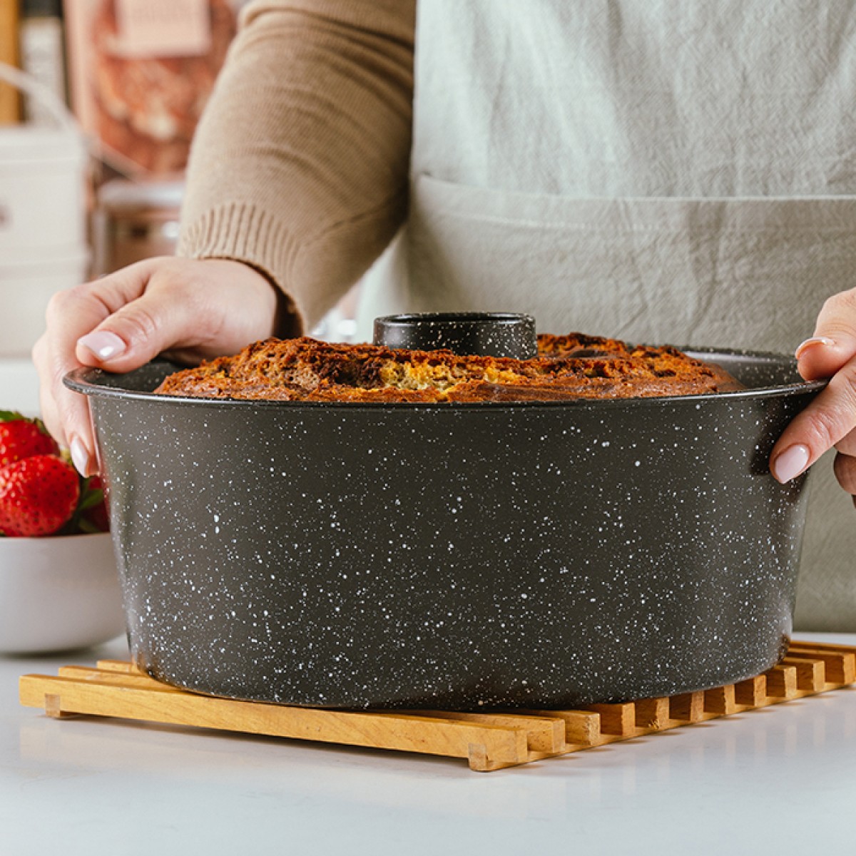 Nava Nature Φόρμα Κέικ Ατσάλινη 26cm με Αντικολλητική Επίστρωση Stone