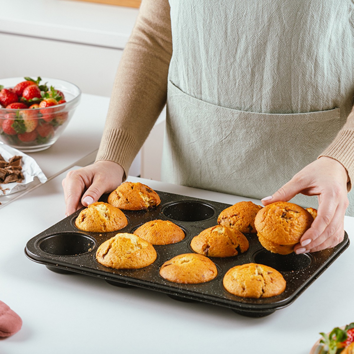 Nava Nature Ταψί για Muffins (35x26.5x3) Αντικολλητική Stone Επίστρωση