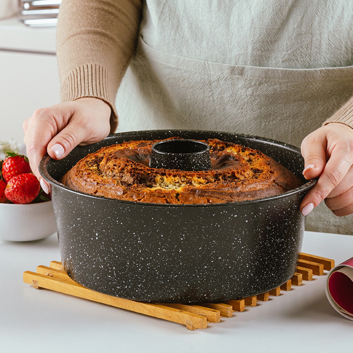 Nava Nature Φόρμα Κέικ Ατσάλινη 26cm με Αντικολλητική Επίστρωση Stone