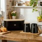 Σετ Οργάνωσης Κουζίνας NAVA Bamboo Total Black: Ψωμιέρα & 2 Δοχεία Ζάχαρης - Καφέ