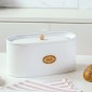 NAVA Μεταλλική Ψωμιέρα 34cm με Καπάκι Total White και Χερούλι Bamboo
