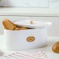 NAVA Μεταλλική Ψωμιέρα 34cm με Καπάκι Total White και Χερούλι Bamboo