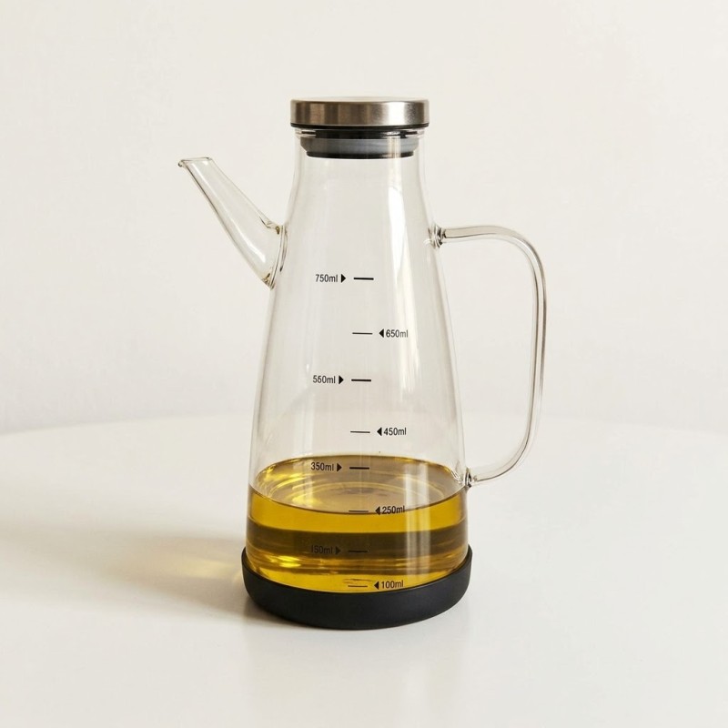 Γυάλινη Κανάτα Λαδιού 750ml με Βάση Σιλικόνης