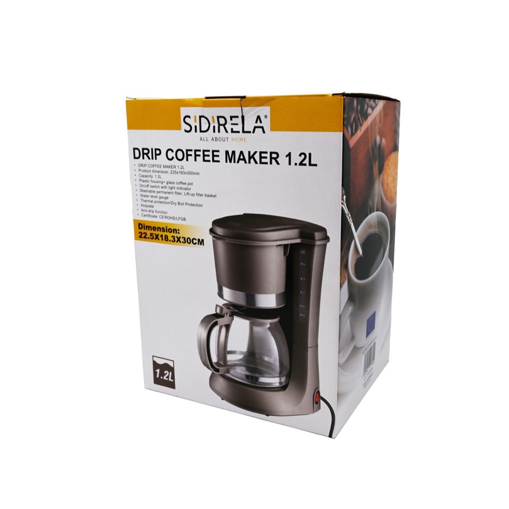 Sidirela Mocha Καφετιέρα Φίλτρου 900W Πλαστική με Γυάλινη Κανάτα 1.2lt E-2700-2