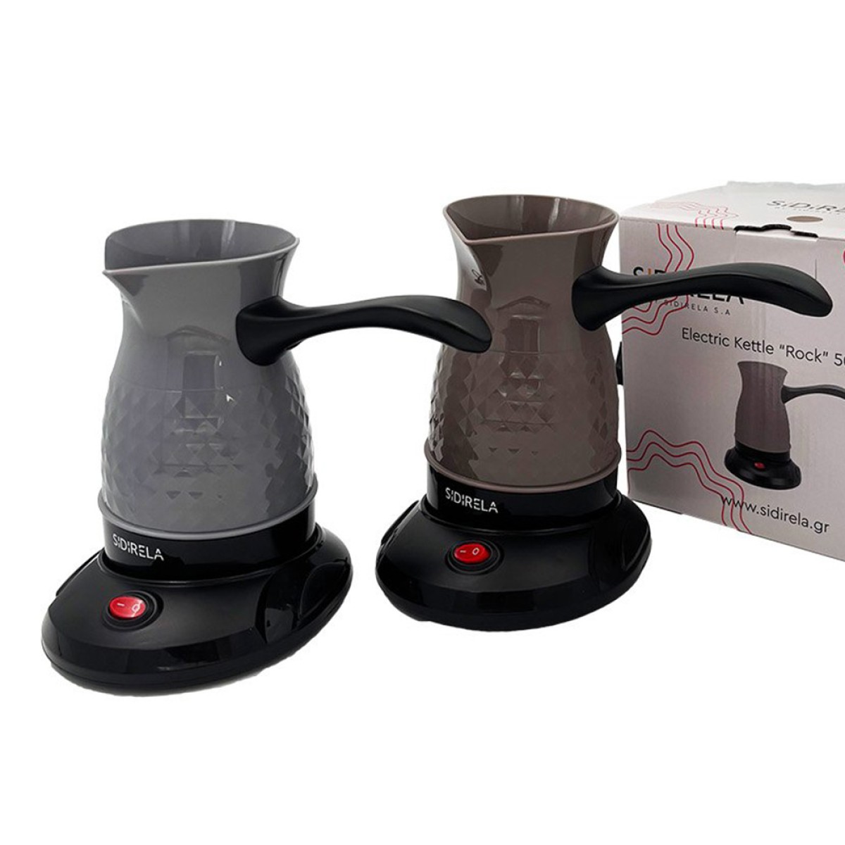 Ηλεκτρικό Μπρίκι 600W Πλαστικό Χωρητικότητας 500ml με Αποσπώμενη Βάση - Sidirela Rock Brown