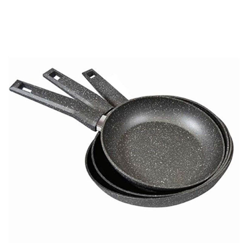 Sidirela Granite Σετ Αντικολλητικά Τηγάνια 3τμχ (22cm + 26cm + 30cm) – Υγιεινό Μαγείρεμα χωρίς Λάδι & Ανώτερη Αντοχή