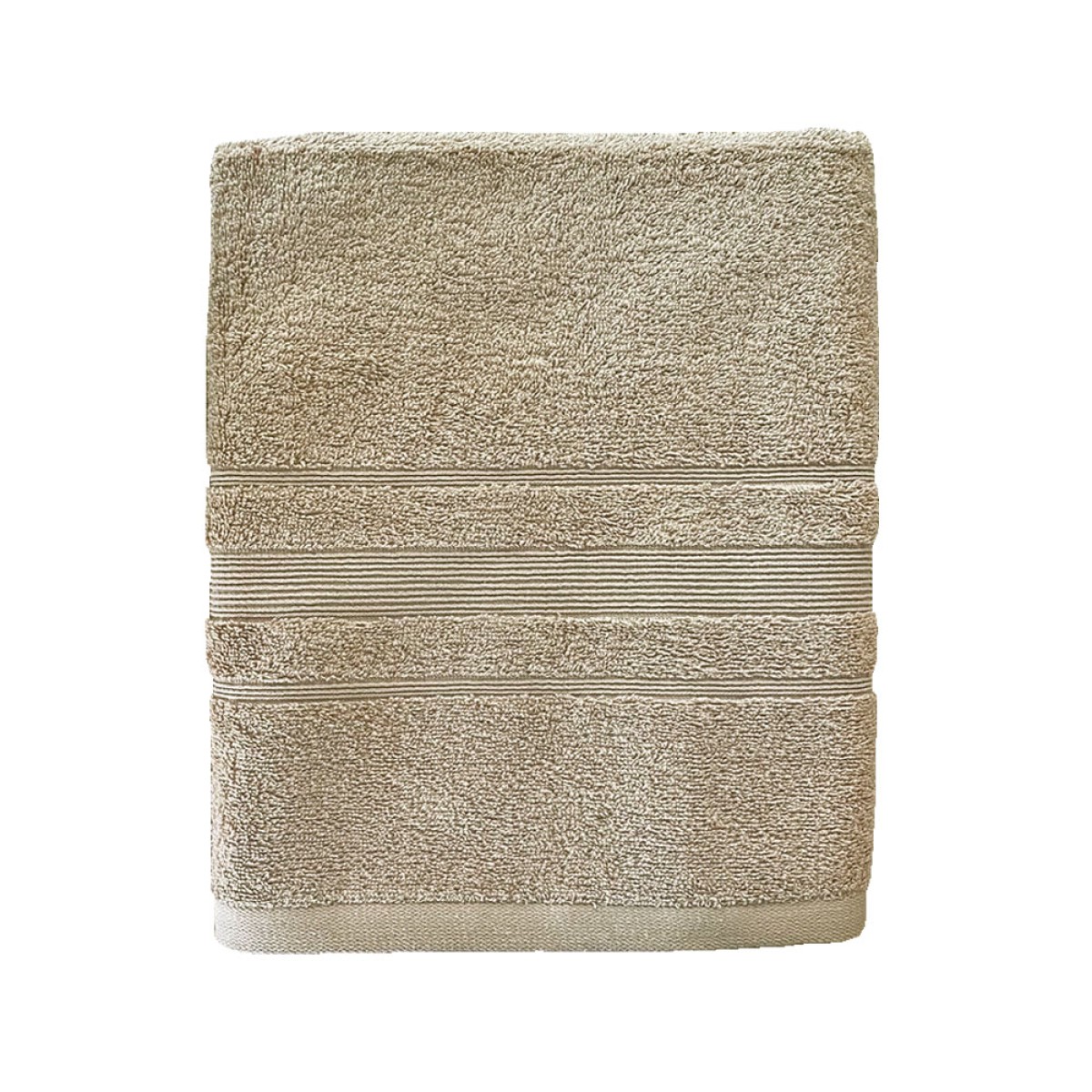 Πετσέτα Σώματος 550grs (70x140) 100% Βαμβάκι με μπορντούρα με ανάγλυφο σχέδιο μπεζ χρώμα Sidirela Line E-3203-2