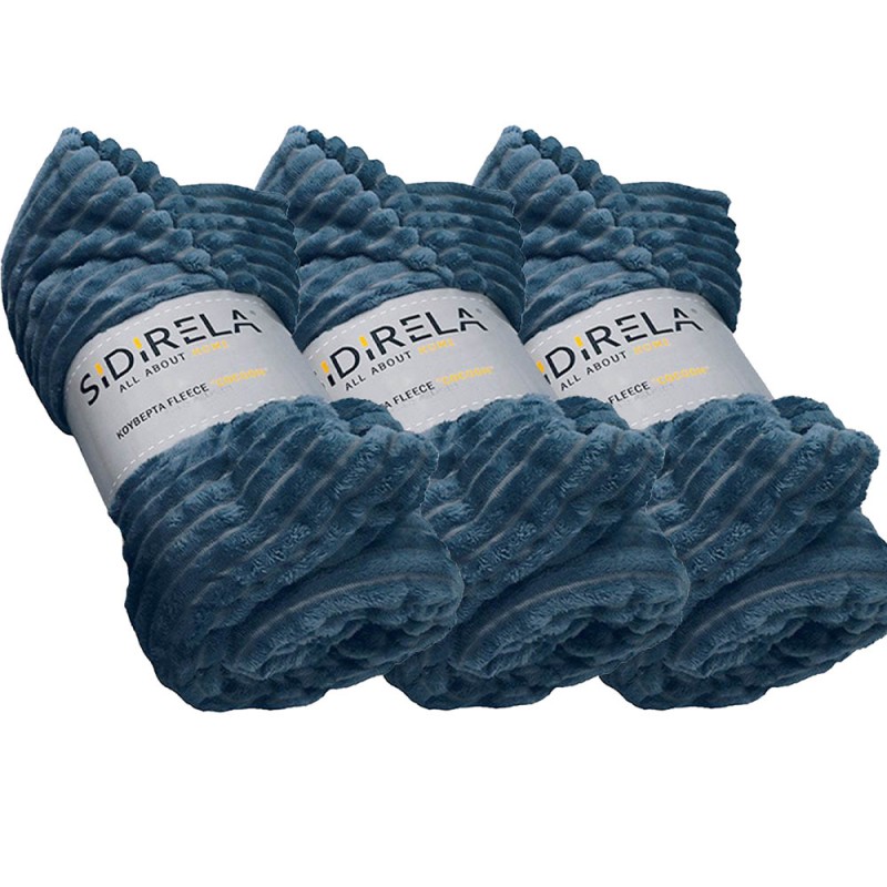 Sidirela Cocoon Blue Σετ 3 Κουβέρτες Fleece - 1 Μονή (150x220) & 2 Διπλές (200x220)