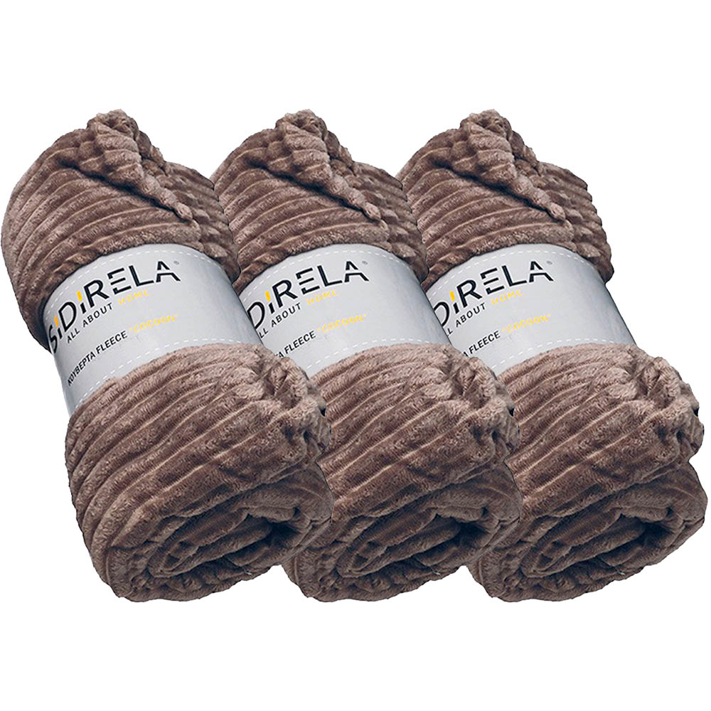 Sidirela Cocoon Light Brown Σετ 3 Κουβέρτες Fleece - 1 Μονή (150x220) & 2 Διπλές (200x220)