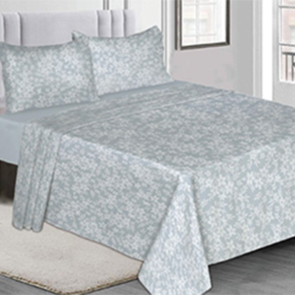 Παπλωματοθήκη Διπλή (220x240) 100% Βαμβάκι Percale - Sidirela Sueno Grey Flowers