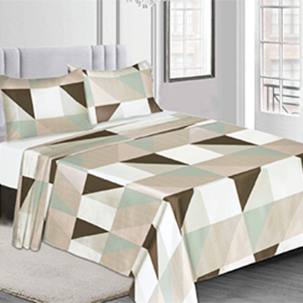 Παπλωματοθήκη Διπλή (220x240) 100% Βαμβάκι Percale - Sidirela Sueno Beige Triangles