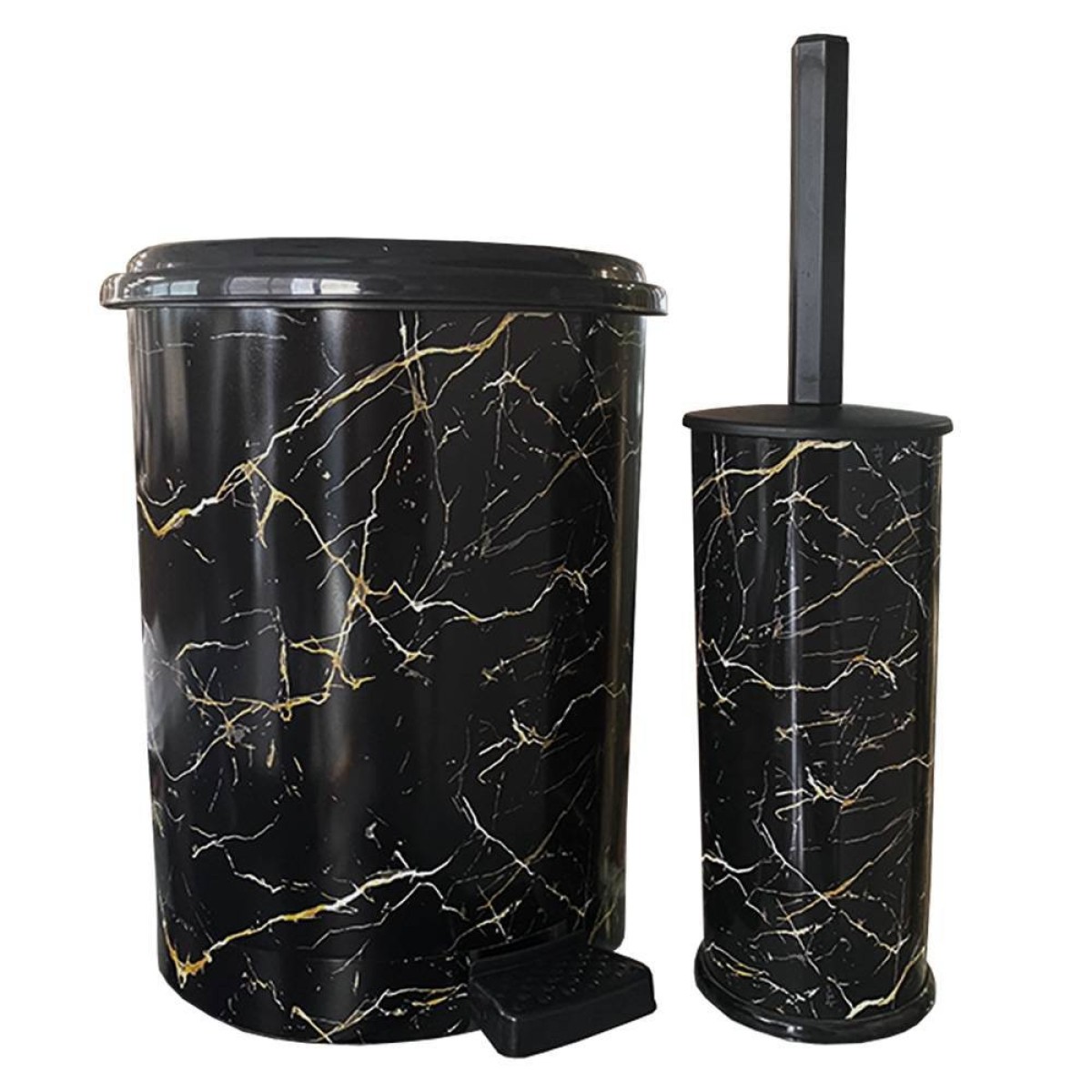 Marble Black Σετ Πεντάλ 7Lt + Πιγκάλ Πλαστικό