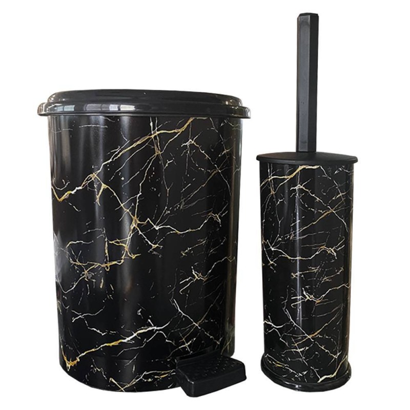 Marble Black Σετ Πεντάλ 7Lt + Πιγκάλ Πλαστικό