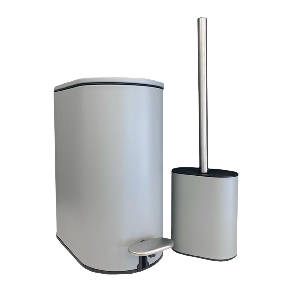 Sidi Oval Grey Σετ Μπάνιου 6τμχ – Πεντάλ Soft Close, Πιγκάλ, Πατάκι Σιλικόνης & Βαμβακερές Πετσέτες