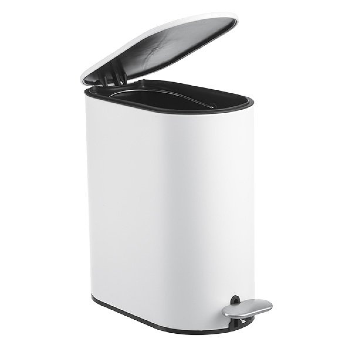 Sidirela Oval White Σετ Πεντάλ 5Lt & Πιγκάλ Σιλικόνης Μεταλλικό με Soft Close E-1538-2