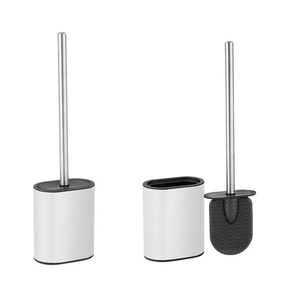 Sidirela Oval White Σετ Πεντάλ 5Lt & Πιγκάλ Σιλικόνης Μεταλλικό με Soft Close E-1538-2