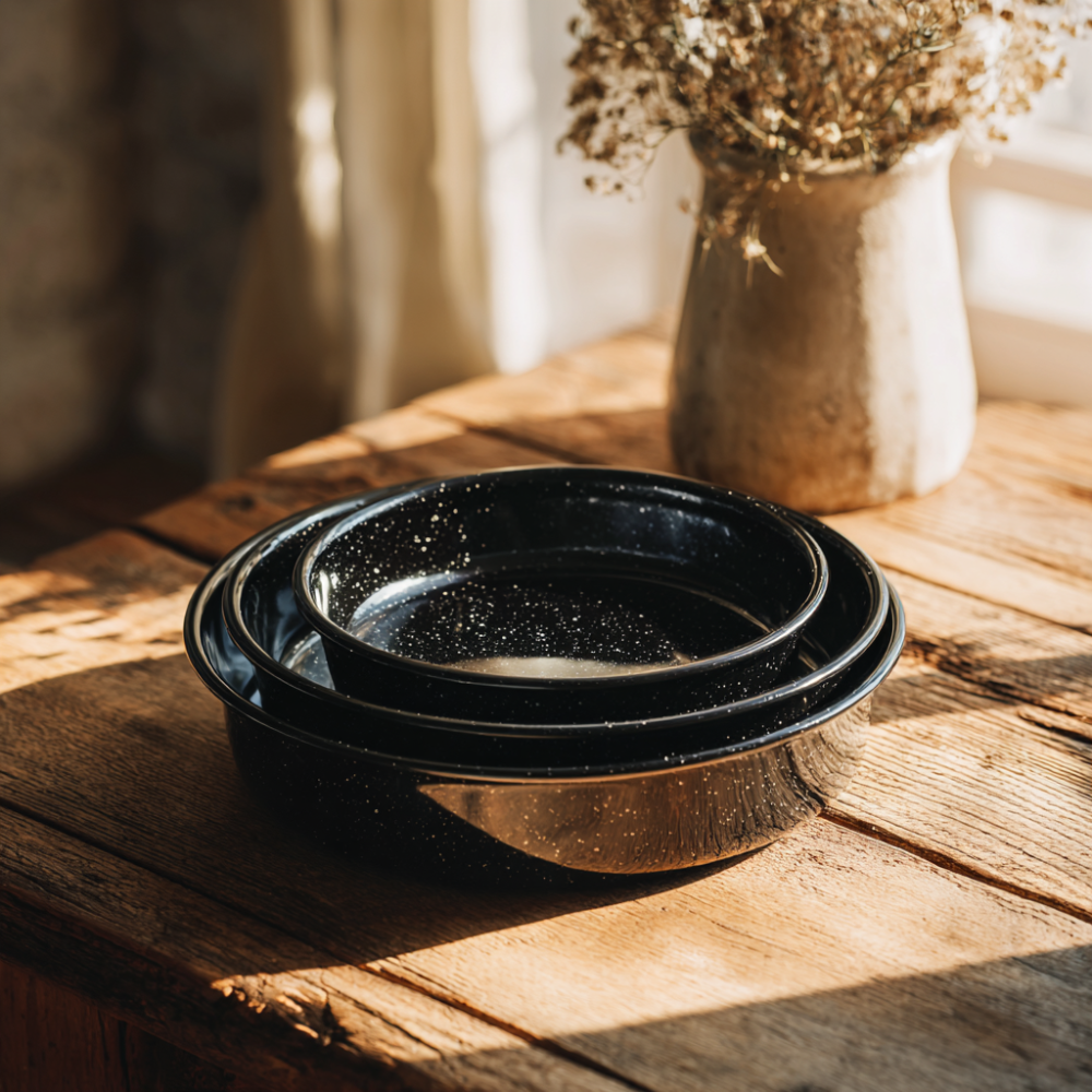 Sidirela First Enameled Trio Set: Σετ 3 Στρογγυλά Εμαγιέ Ταψιά (Ν.28, Ν.32 & Ν.36)