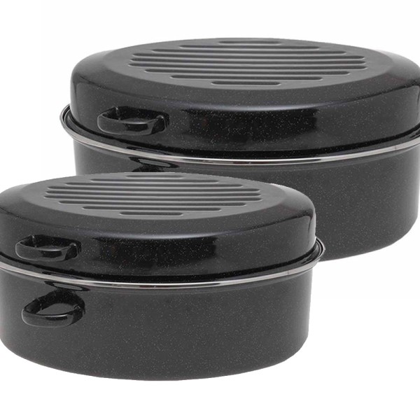 Sidirela Γάστρες Εμαγιέ Premium – Σετ 2τμχ (32x24 & 42x32) - Αντικολλητικές, Ανθεκτικές & Ιδανικές για Φούρνο