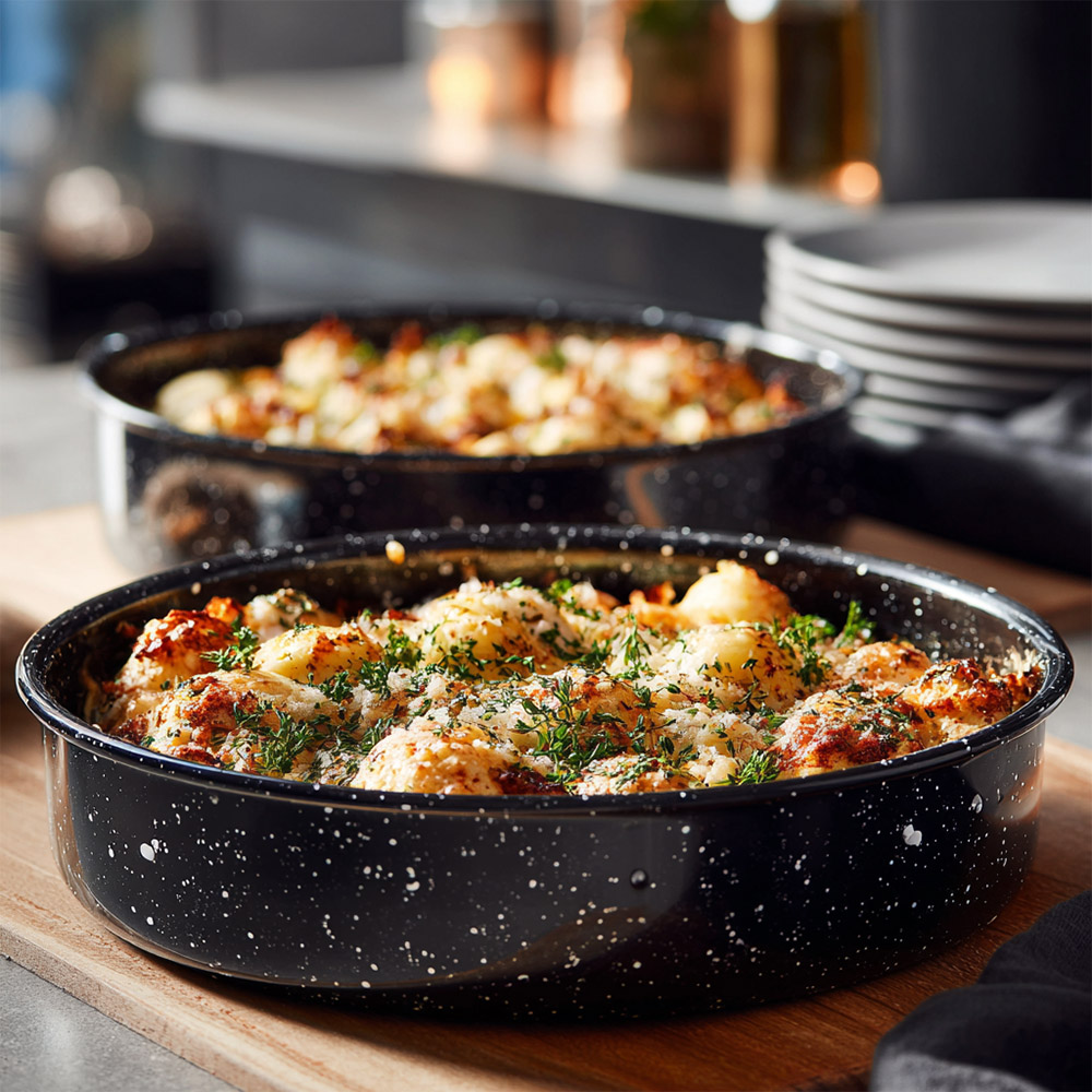 Sidirela First Σετ 2 Εμαγιέ Αντικολλητικά Ταψιά Στρογγυλά 28cm & 36cm – Ανθεκτικά Ταψιά Ψησίματος Υψηλής Ποιότητας