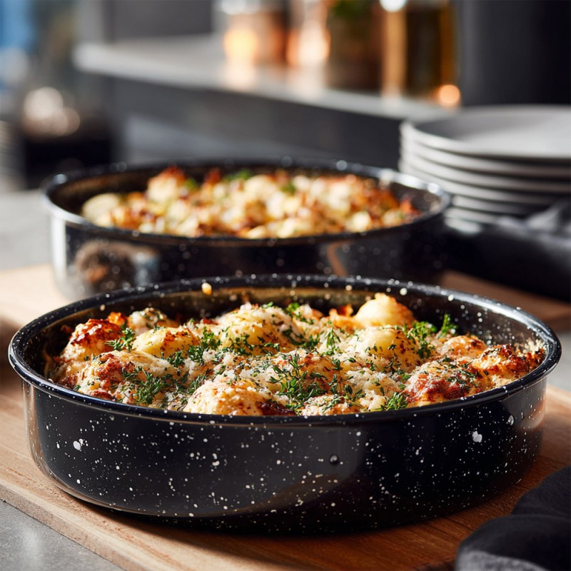 Sidirela First Σετ 2 Εμαγιέ Αντικολλητικά Ταψιά Στρογγυλά 28cm & 36cm – Ανθεκτικά Ταψιά Ψησίματος Υψηλής Ποιότητας