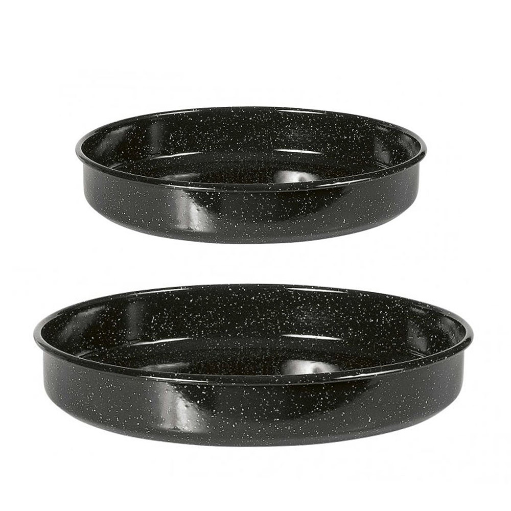 Sidirela First Σετ 2 Εμαγιέ Αντικολλητικά Ταψιά Στρογγυλά 28cm & 36cm – Ανθεκτικά Ταψιά Ψησίματος Υψηλής Ποιότητας