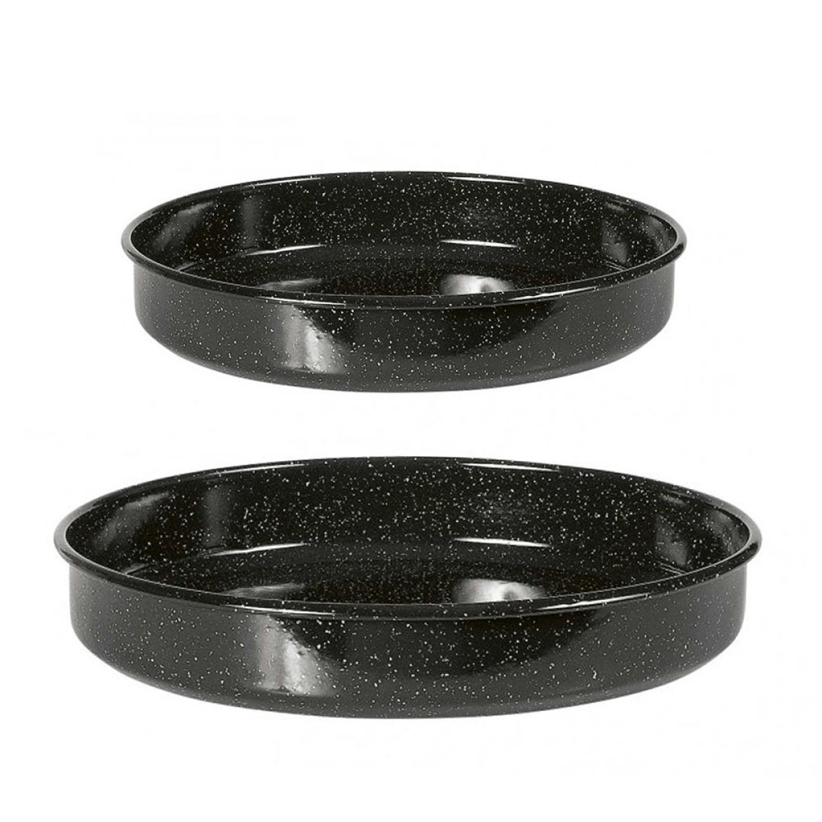 Sidirela First Σετ 2 Εμαγιέ Αντικολλητικά Ταψιά Στρογγυλά 28cm & 36cm – Ανθεκτικά Ταψιά Ψησίματος Υψηλής Ποιότητας