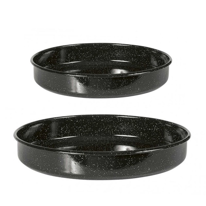 Sidirela First Σετ 2 Εμαγιέ Αντικολλητικά Ταψιά Στρογγυλά 28cm & 36cm – Ανθεκτικά Ταψιά Ψησίματος Υψηλής Ποιότητας