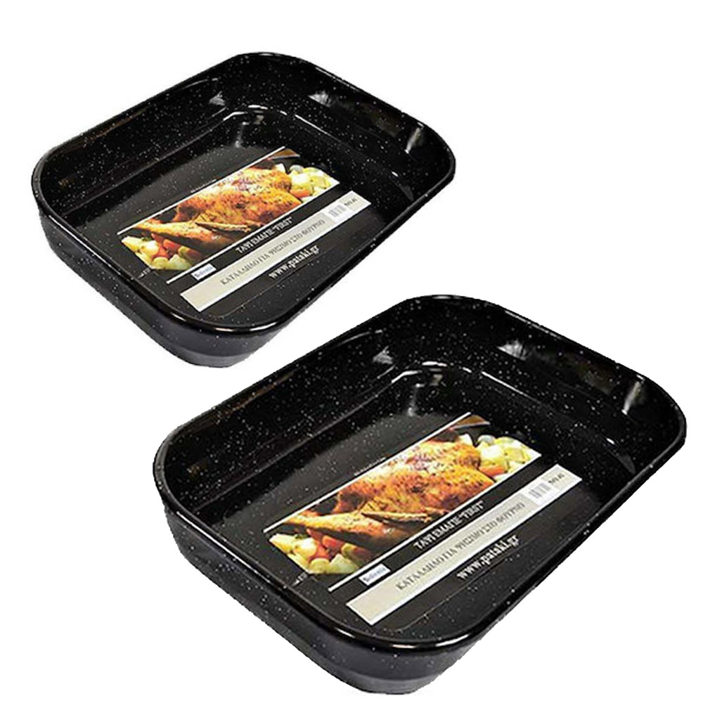 Sidirela First Σετ 2 Εμαγιέ Αντικολλητικά Ταψιά Ορθογώνια 33x22cm & 41x27cm – Ανθεκτικά Ταψιά Ψησίματος Υψηλής Ποιότητας