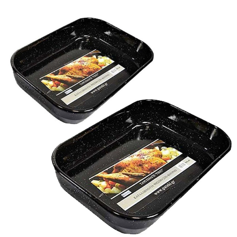 Sidirela First Σετ 2 Εμαγιέ Αντικολλητικά Ταψιά Ορθογώνια 33x22cm & 41x27cm – Ανθεκτικά Ταψιά Ψησίματος Υψηλής Ποιότητας