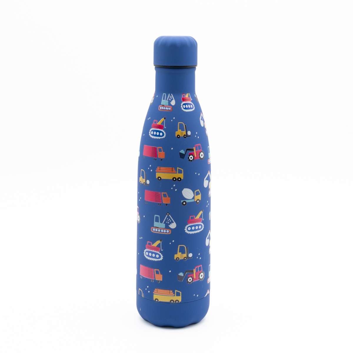 Happy Trucks Παιδικό Ανοξείδωτο Θερμός 500ml Μπλε με Βιδωτό Καπάκι & Soft Υφή