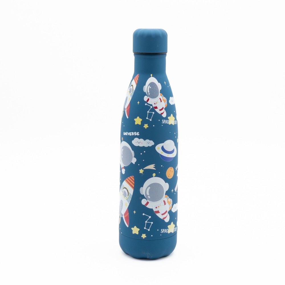 Happy Space Astronauts Παιδικό Ανοξείδωτο Θερμός 500ml Μπλε με Βιδωτό Καπάκι & Soft Υφή