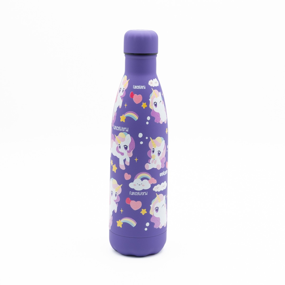 Happy Unicorns Παιδικό Ανοξείδωτο Θερμός 500ml Μωβ με Βιδωτό Καπάκι & Soft Υφή