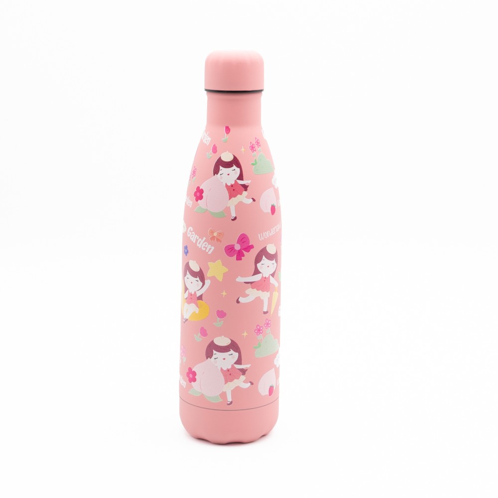 Happy Garden Παιδικό Ανοξείδωτο Θερμός 500ml Ροζ με Βιδωτό Καπάκι & Soft Υφή