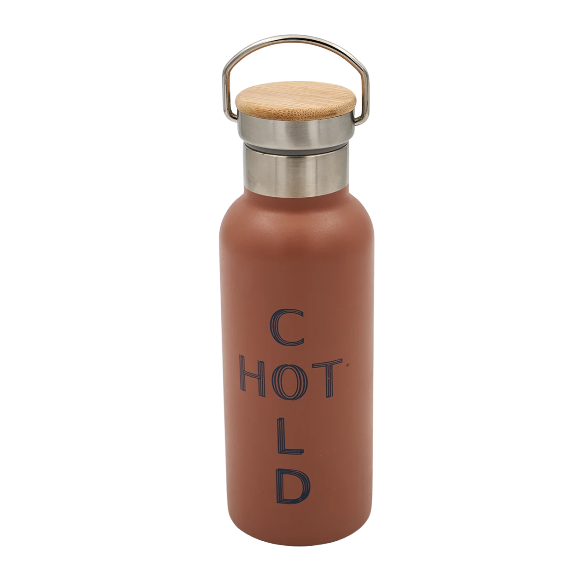 Sidirela Eco Orange Θερμός 500ml Ανοξείδωτο με Πώμα Bamboo & Λαβή Μεταφοράς