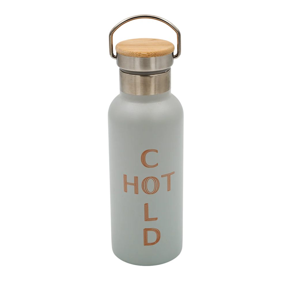 Sidirela Eco Ecru Θερμός 500ml Ανοξείδωτο με Πώμα Bamboo & Λαβή Μεταφοράς