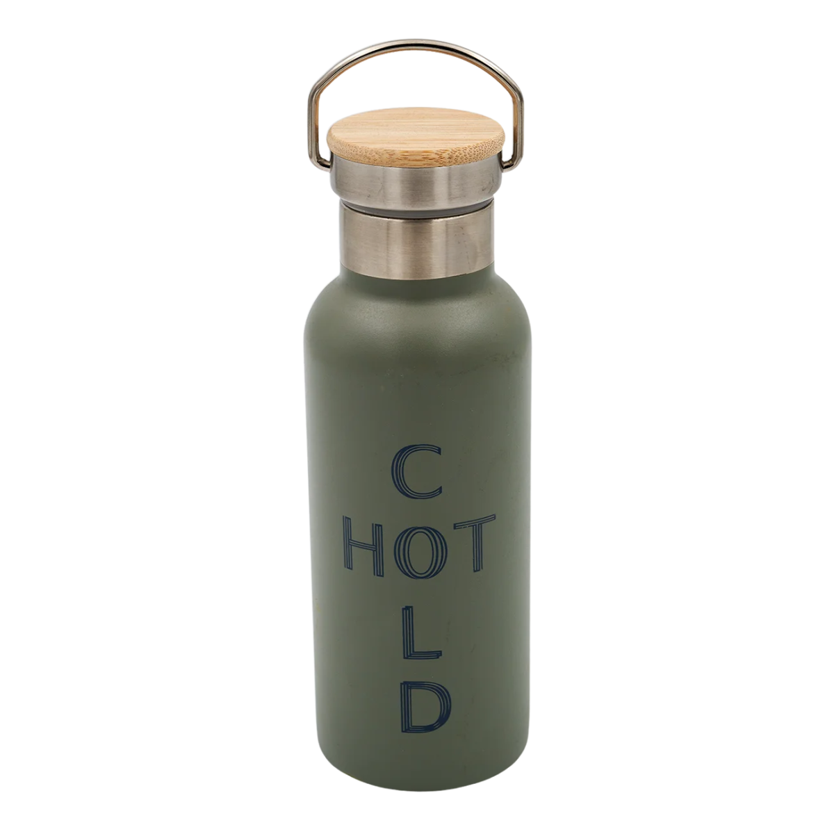 Sidirela Eco Green Θερμός 500ml Ανοξείδωτο με Πώμα Bamboo & Λαβή Μεταφοράς