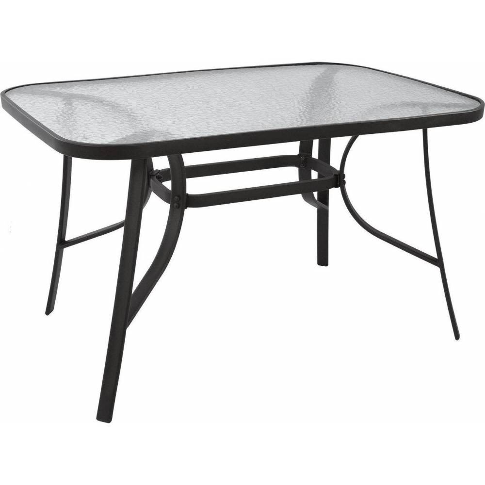 Τραπέζι Κήπου 120x70cm με Μαύρο Μεταλλικό Σκελετό & Γυάλινη Επιφάνεια Ασφαλείας TNS TAB-R12070-BL